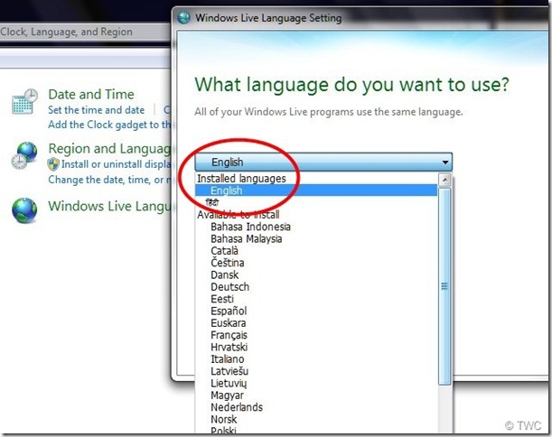 06 วิธีการเปลี่ยนภาษาใน Windows Live Essentials 2011