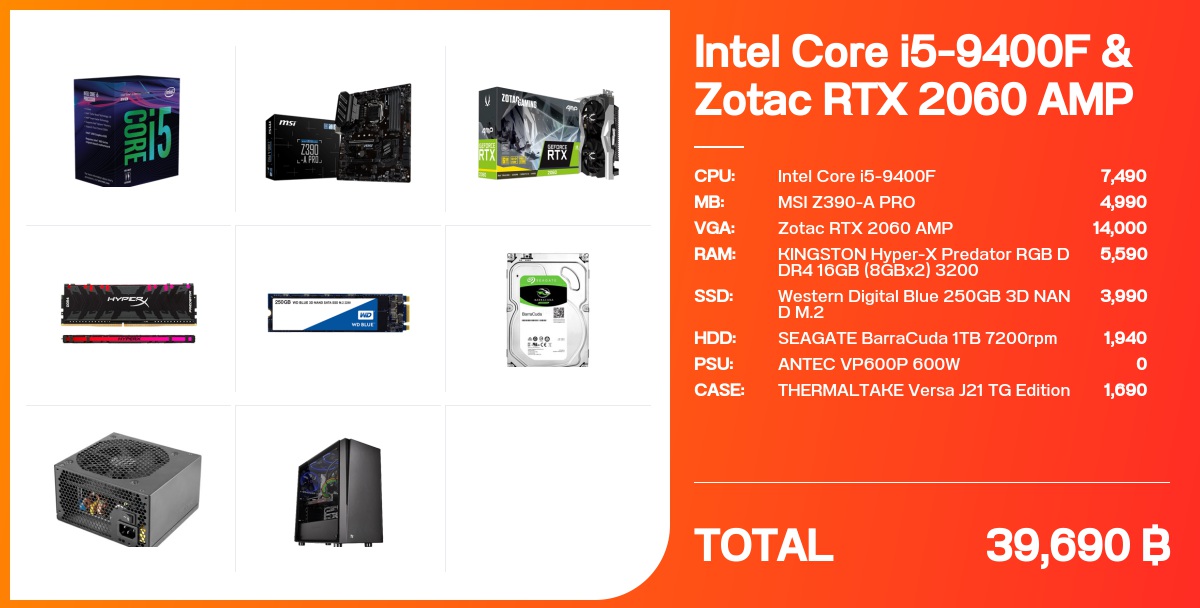 Intel Core i5-9400F u0026 Zotac RTX 2060 AMP - จัดสเปค - Notebookspec