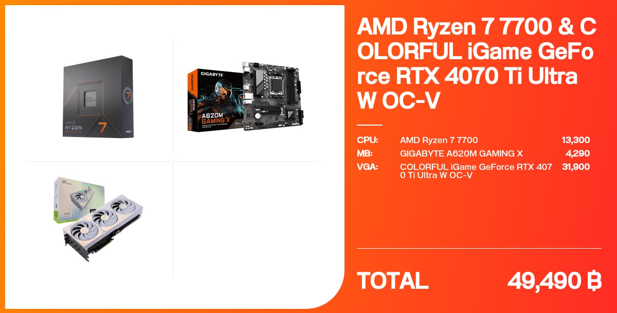 AMD Ryzen 7 7700 & COLORFUL IGame GeForce RTX 4070 Ti Ultra W OC-V ...