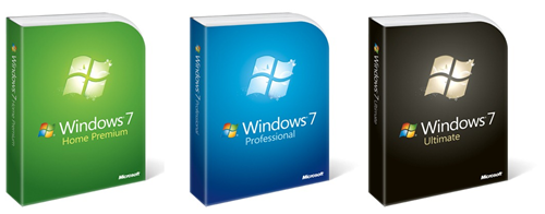 ตัวอย่าง Package ของ Windows 7 ทั้ง 3 รุ่น