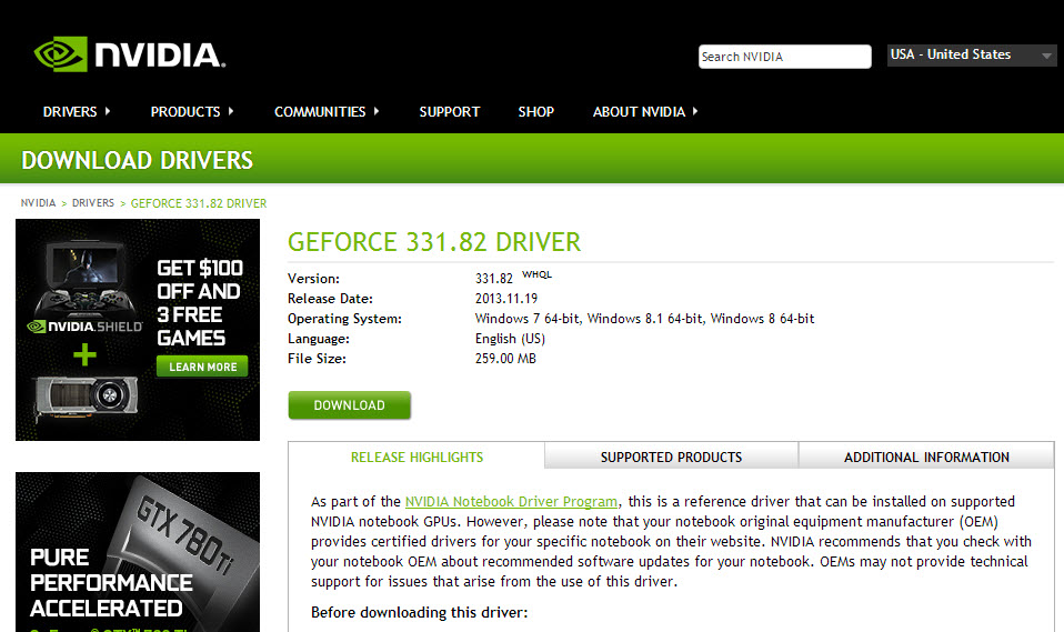 download latest nvidia drivers