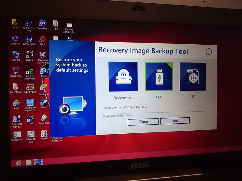 msi burn recovery windows 10 download