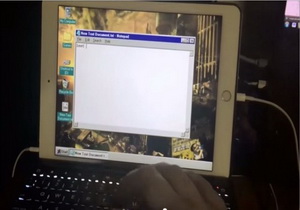 Windows 98 running on an iPad Air 2 300