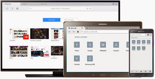 Samsung Browser on TV tablet and smartphone