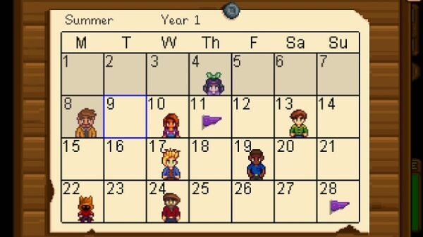 Stardew Valley Kalender Sommer