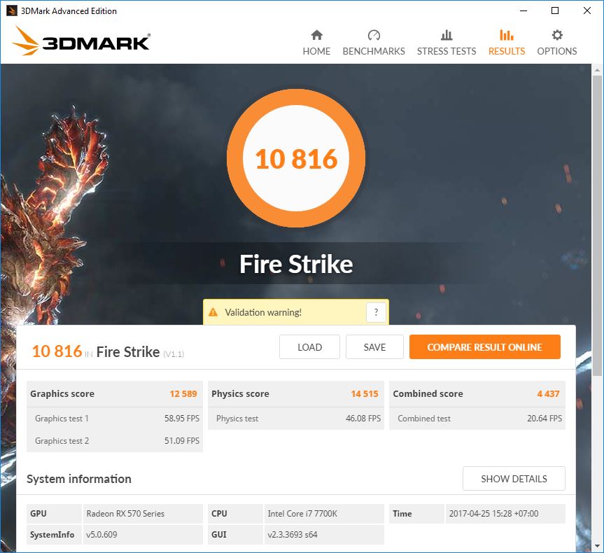 ASUS RX570 3DMark FS