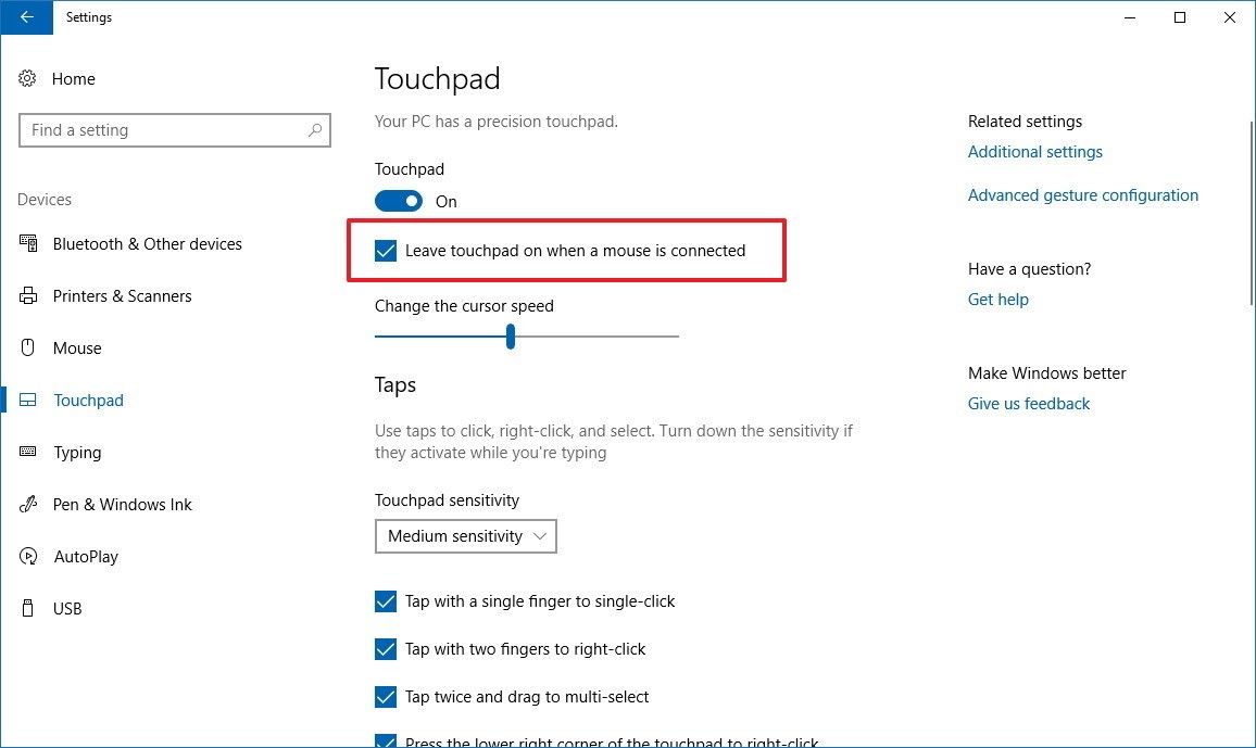 touchpad disabled windows 8