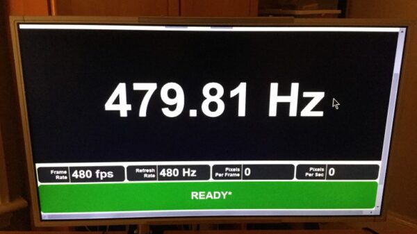 The custom 28” 4K LCD 1ms TN panel is capable of 480Hz only in 1080p 600