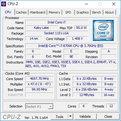 CPU Z i7 8700K 1