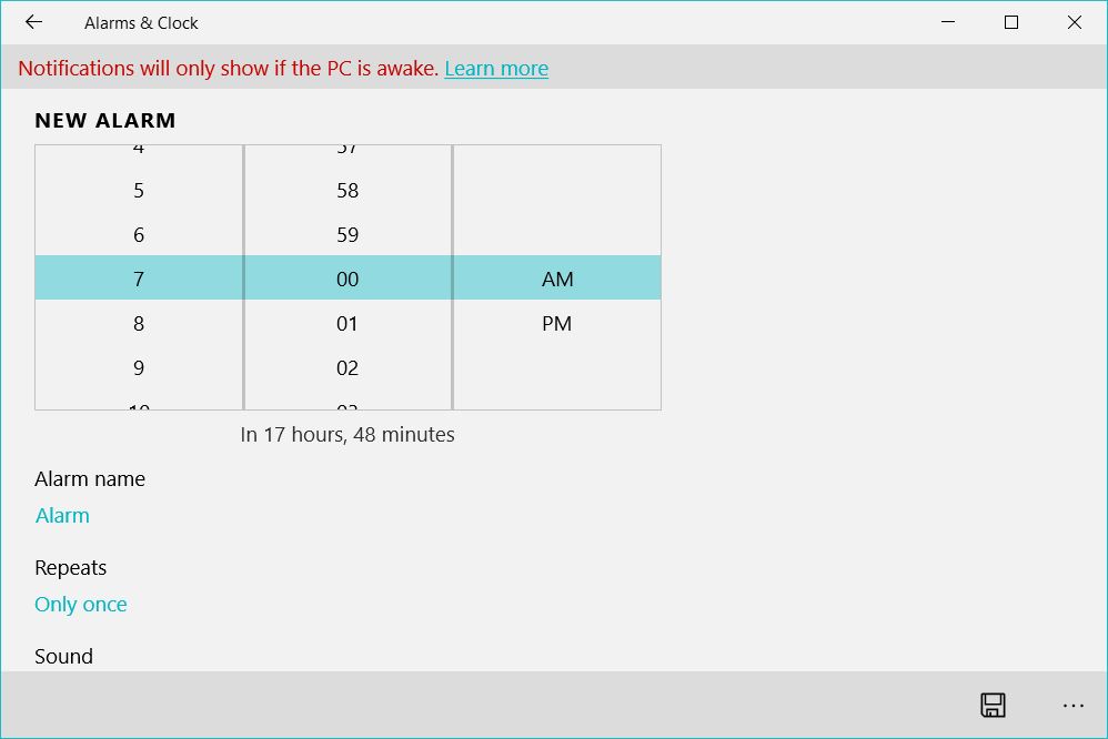 windows10 alarm 3