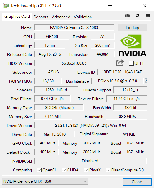 ASUS FX503VM GPU