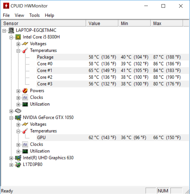 Lenovo IdeaPad 330 temp