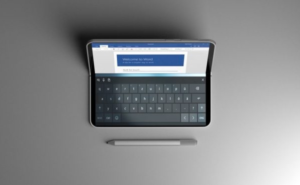 Microsoft Andromeda Surface Phone in laptop mode