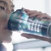 Smart coffee cup featuring flexible display technology