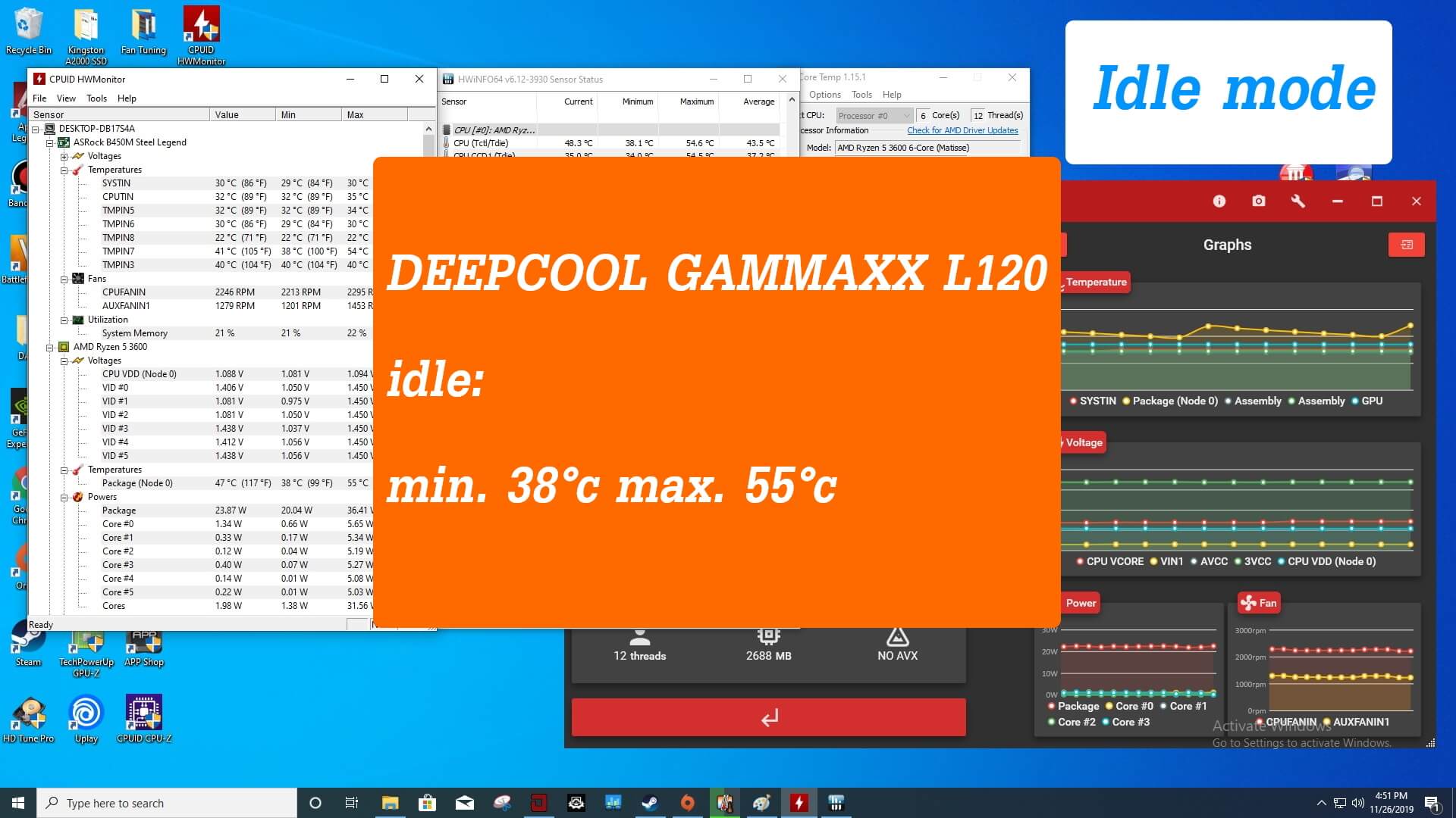 DEEPCOOL GAMMAXX L120v2 Idle