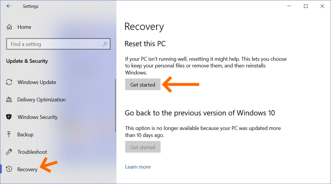 reset pc remove everything