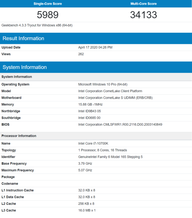 Intel Core i7 10700KF 8 Core Comet Lake Desktop CPU