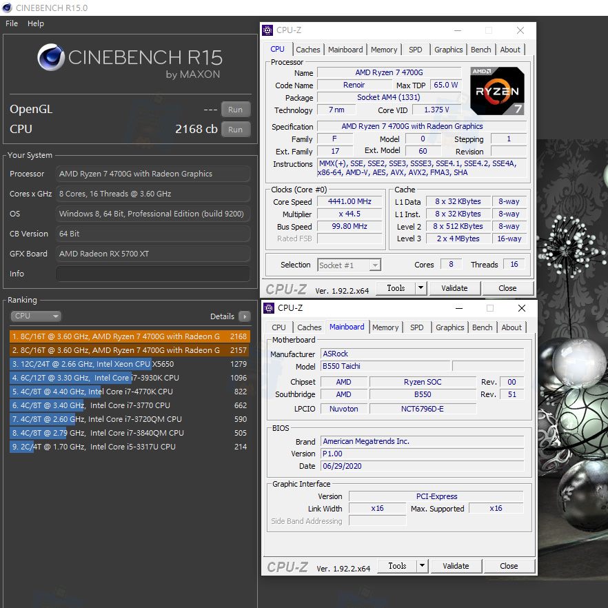 AMD Ryzen 7 4700G 8 Core Renoir APU Cinebench R20 Performance Benchmark 2