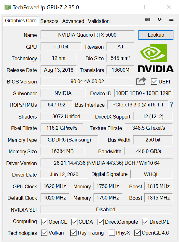 TechPowerUp GPU Z 2.35.0 10 16 2020 2 43 57 PM