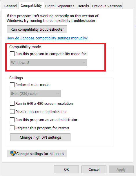 Install driver in compatibility mode