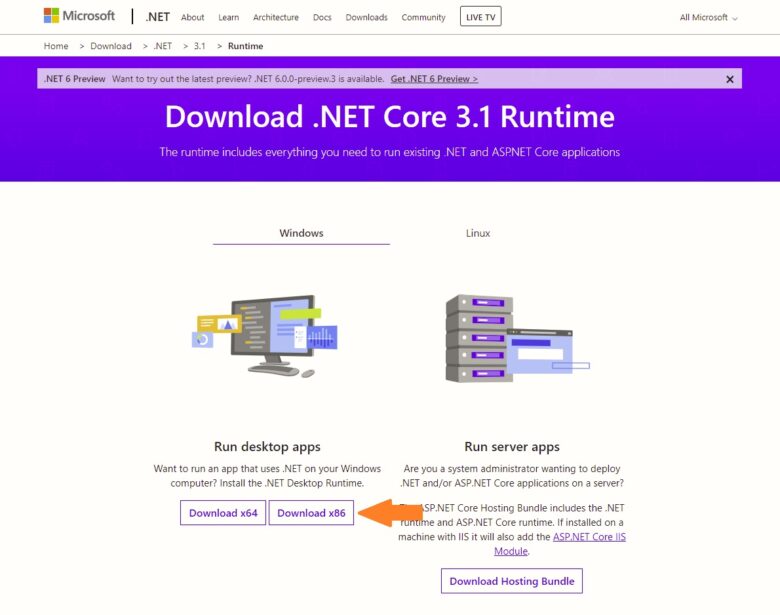 NET Core 3.1 runtime