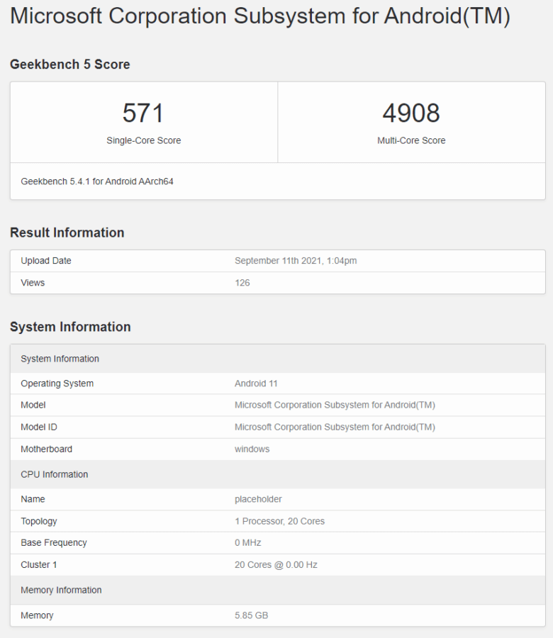 android apps windows 11 geekebench x86 20 cores