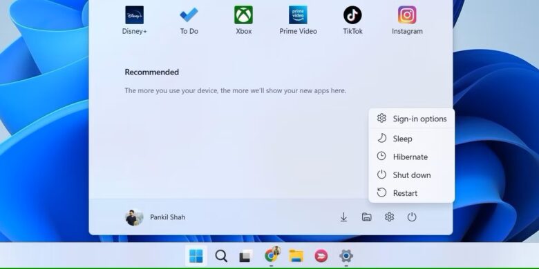 Restart Windows Computer From Start Menu