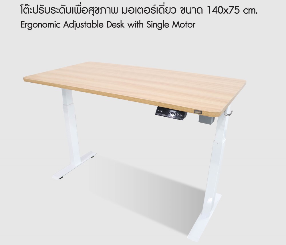 01 mkp Ergonomic Adjustable Desk with Single Motor 140x75 1