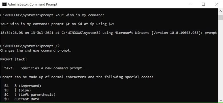 Windows Command Prompt Prompt Command