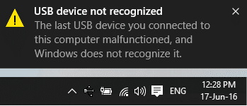 Unknown USB Device Device Descriptor Request Failed