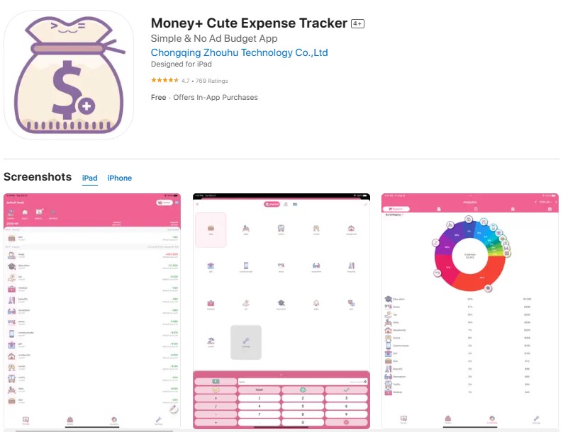 แอพรายรับรายจ่าย Money+ Cute Expense Tracker