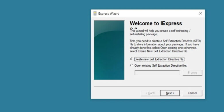 screenshot of iexpress wizard create exe