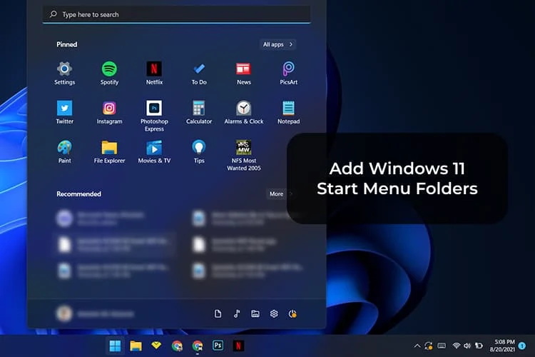 Add Windows 11 Start Menu Folders F