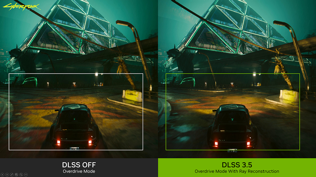 dlss 3 5 ray reconstruction improves cyberpunk 2077 full ray tracing
