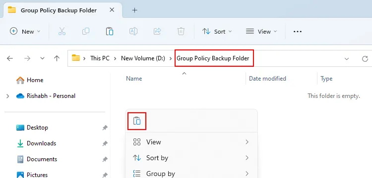 windows file explorer paste option