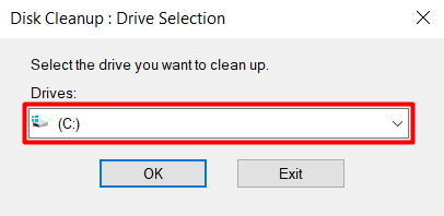 7 Disk cleanup drive selection