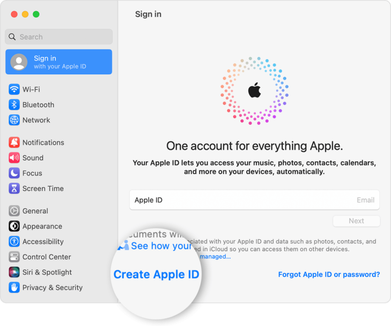 สมัคร Apple ID บน Mac