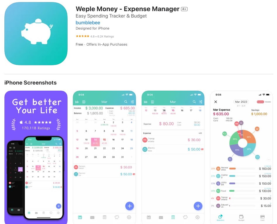 Weple Money - Expense Manager แอพรายรับรายจ่าย iOS 