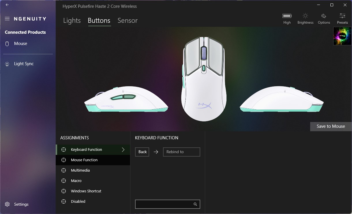 buttons assign keyboard binding