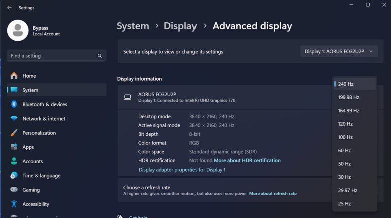 aorus32 refresh rate 1