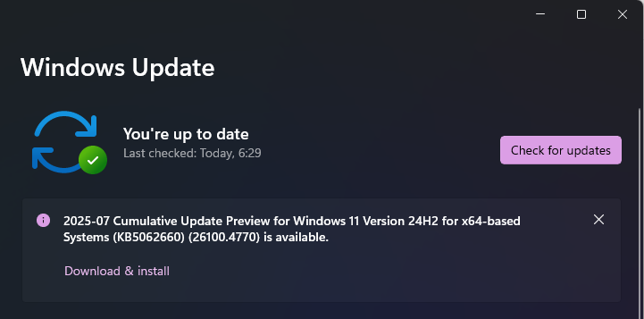 Windows 11 KB5062660 Update