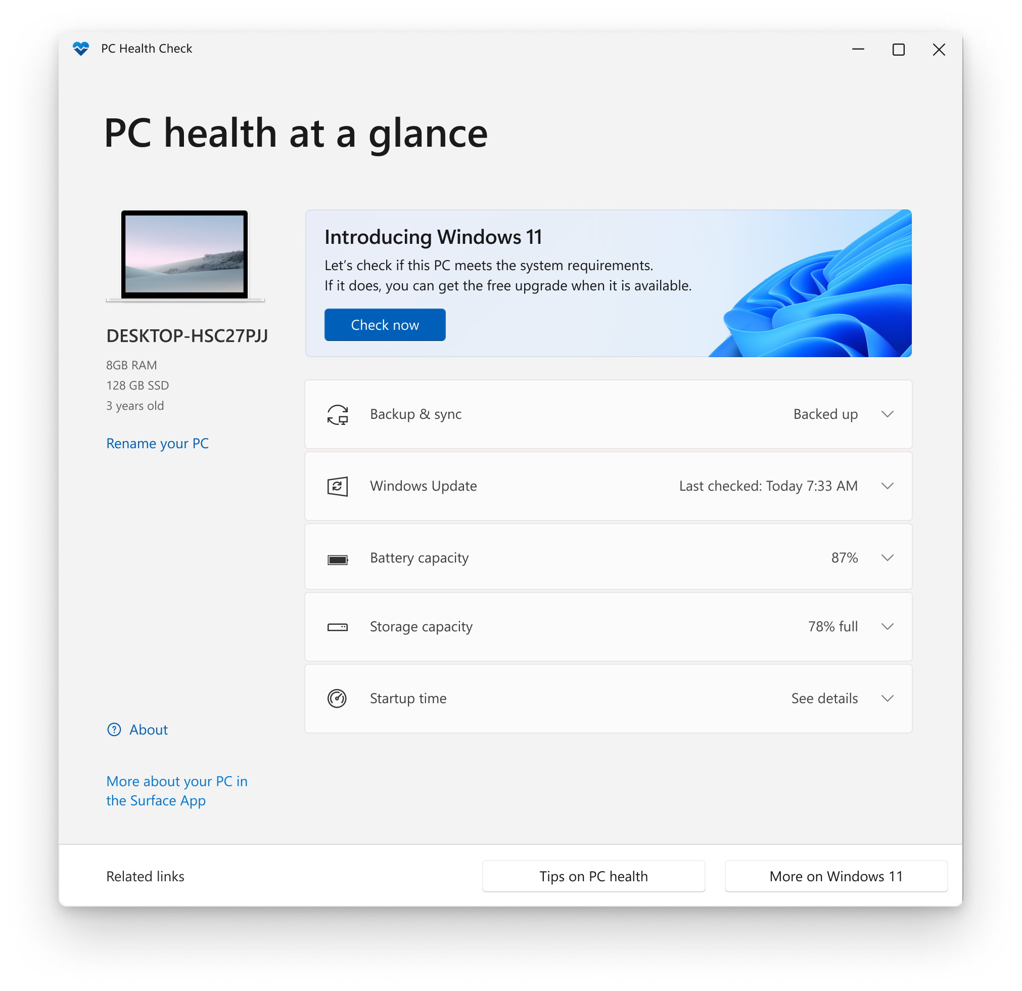 PC Health Check Windows 11