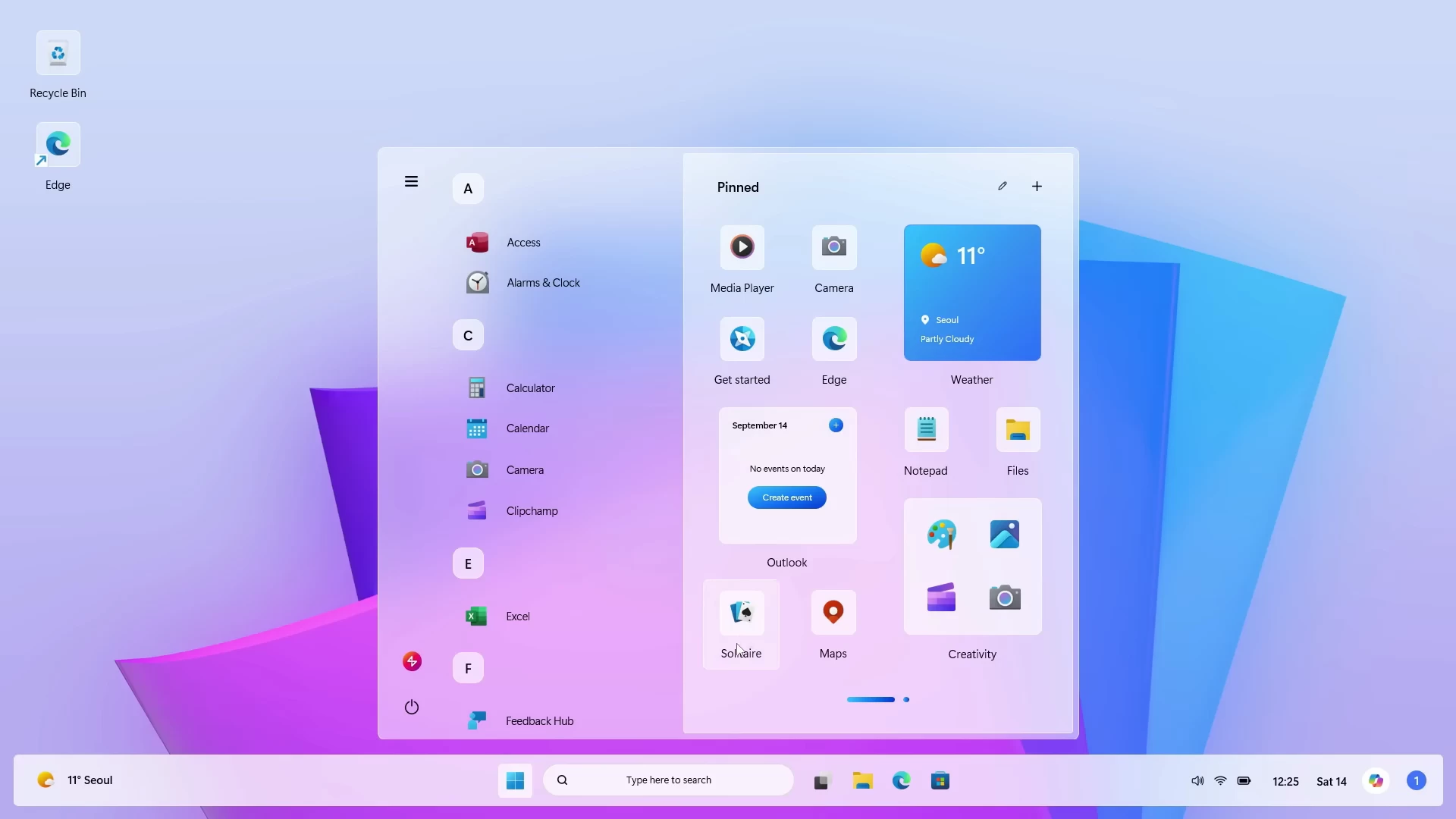 Windows 12.2 Start Menu