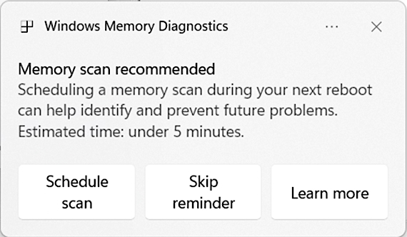 Memory scan prompt