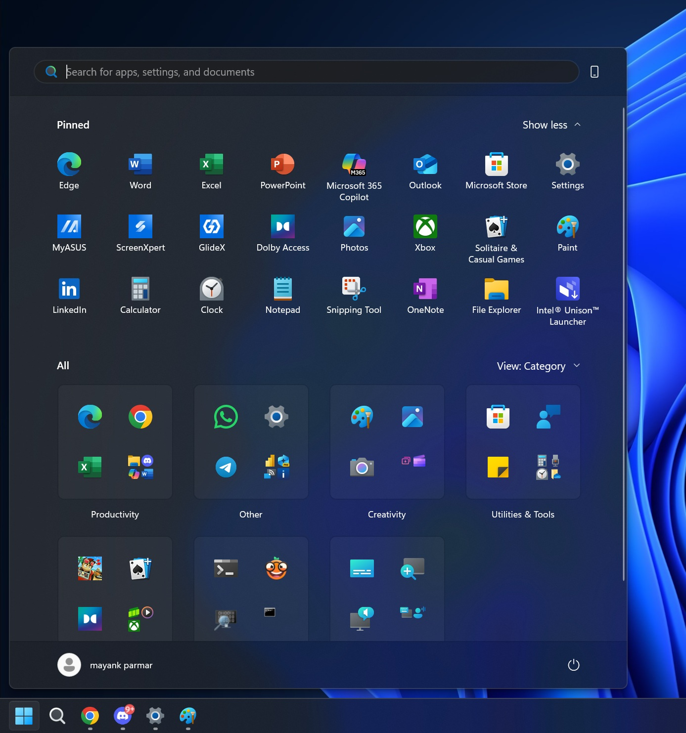 Windows 11 25H2 Start menu