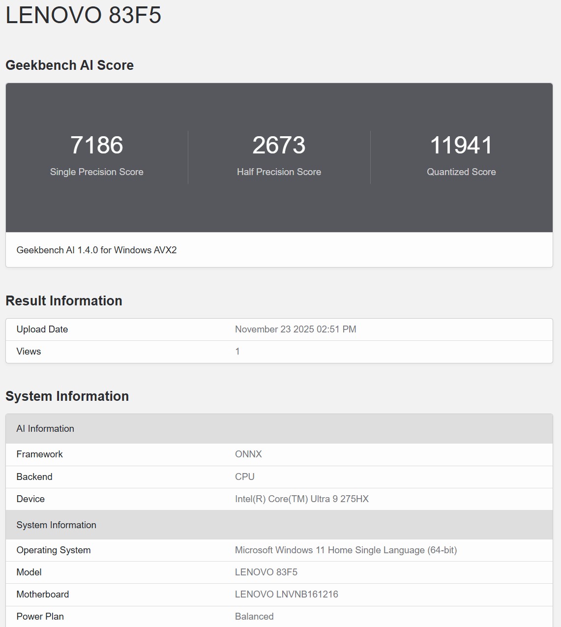 Geekbench AI ONNX