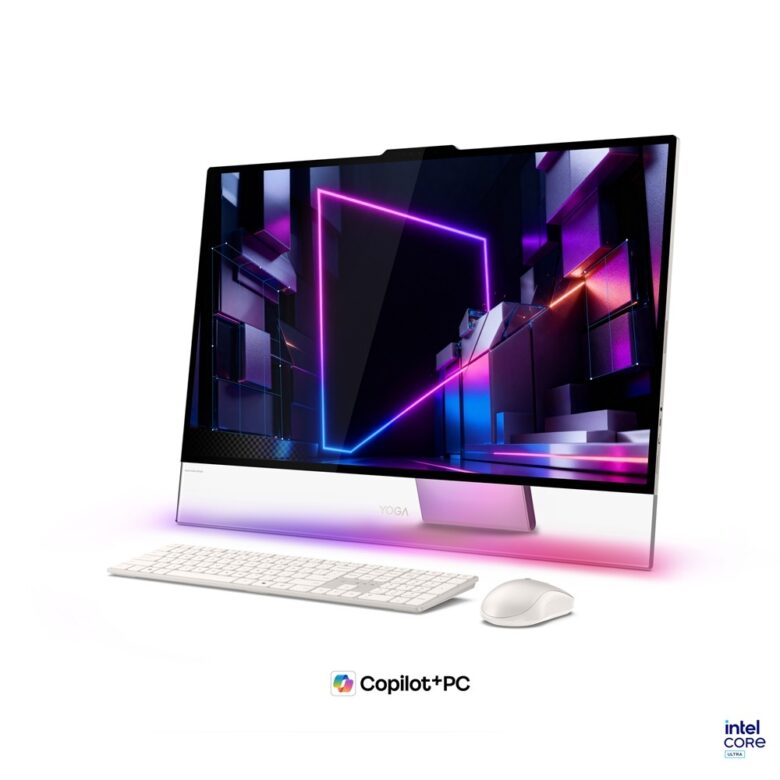 07 Yoga AIO i Aura Edition 32 Seashell Front Facing Left with KBM1