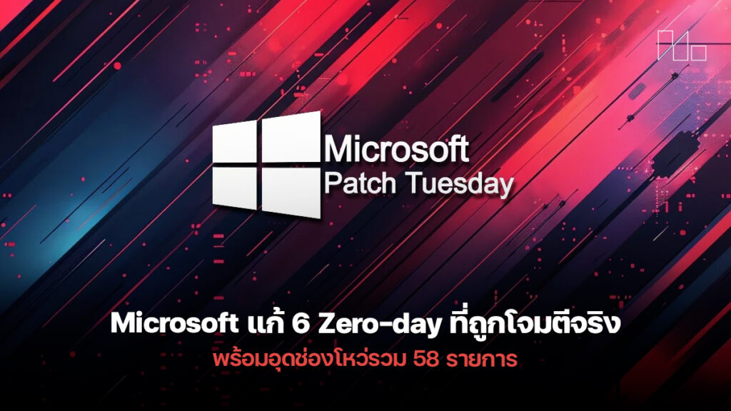 Microsoft Patch Tuesday แก้ 6 Zero-day ที่ถูกโจมตีจริง พร้อมอุดช่องโหว่ ...