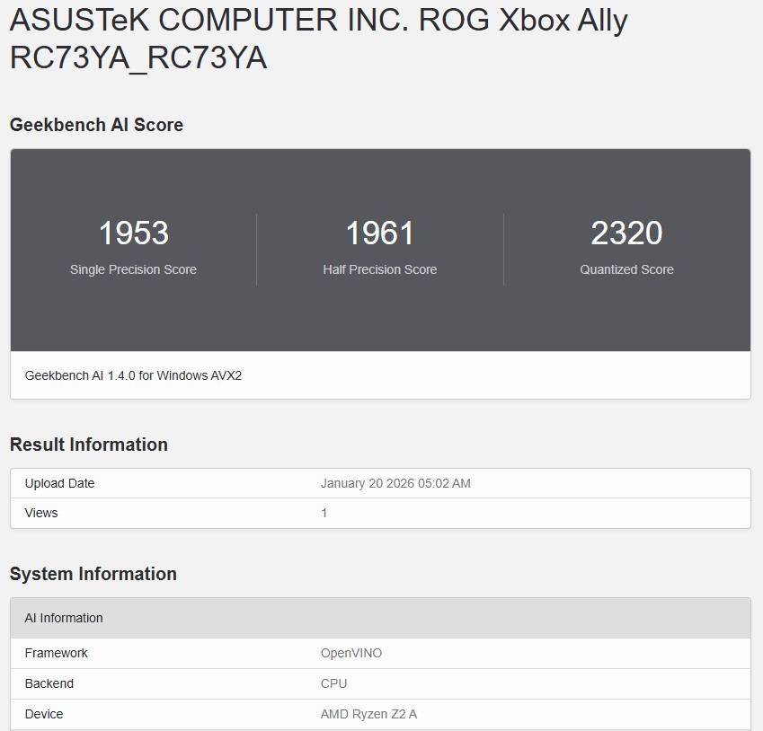 Geekbench AI OpenVINO