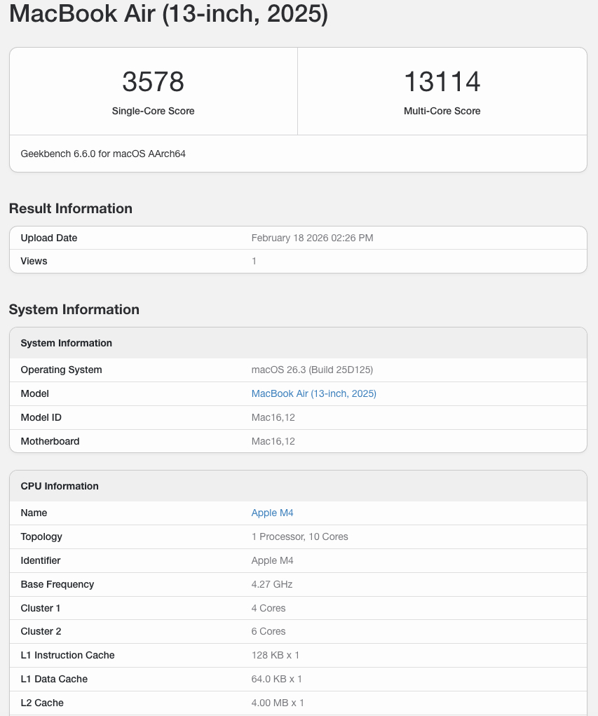 Geekbench 6 CPU